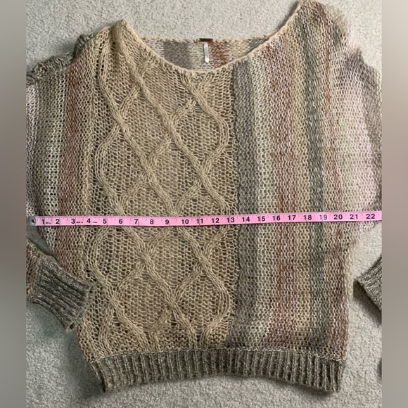 Free People Womens Boho Open Weave Knit Sweater Dolman Size Medium - Picture 4 of 6